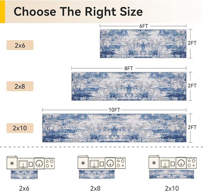 Washable Area Rugs 2'x6' Non-Slip Modern Abstract Soft - Image 2