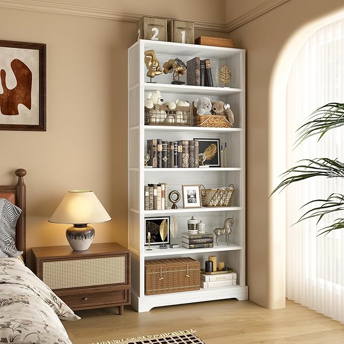 TVU 6 Shelf Bookcase, Freestanding Open Bookshelf, Tall Book Shelf, 11.8" D x - Image 9