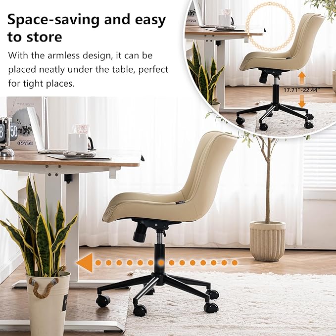 YOUNIKE Beige Home Office Desk Chair - Image 4