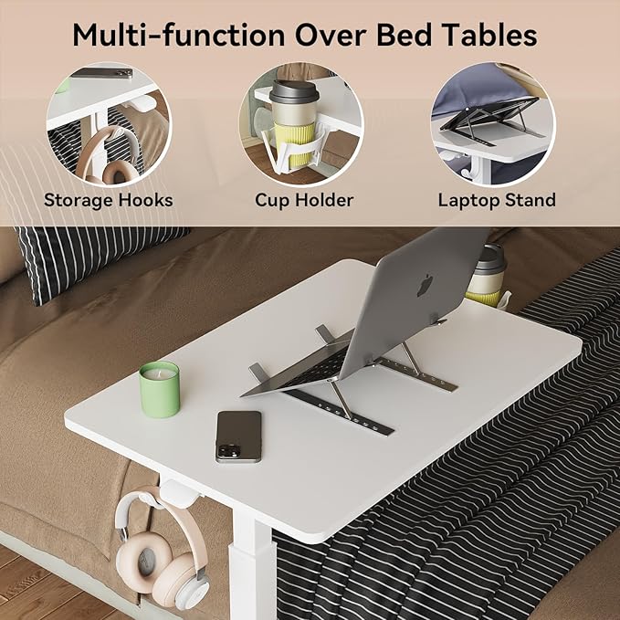 Gas Spring Adjustable Height Rolling Portable Laptop Desk, Mobile Standing Desk - Image 4