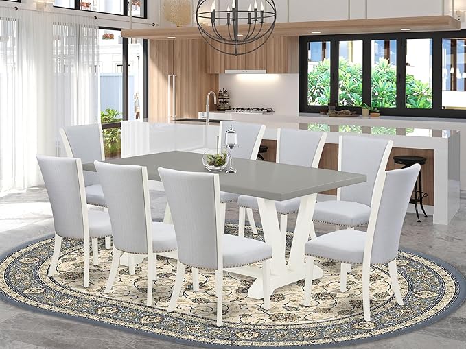 East West Furniture V097VE005-9 9 Piece Modern Dining Table Set Includes a - Image 2