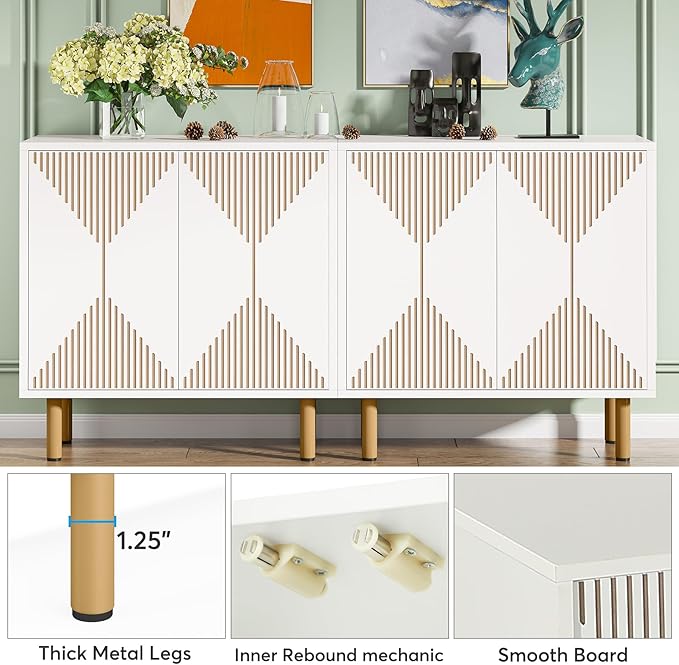 LITTLE TREE White Sideboard Buffet Cabinet, Modern Sideboard Cabinet - Image 6