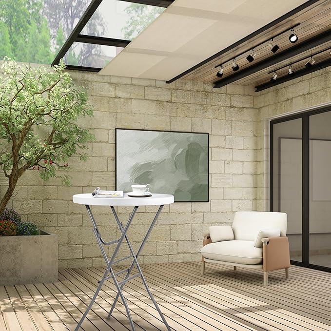 Cocktail Table 28in Folding Round High Top Indoor Outdoor - Image 8
