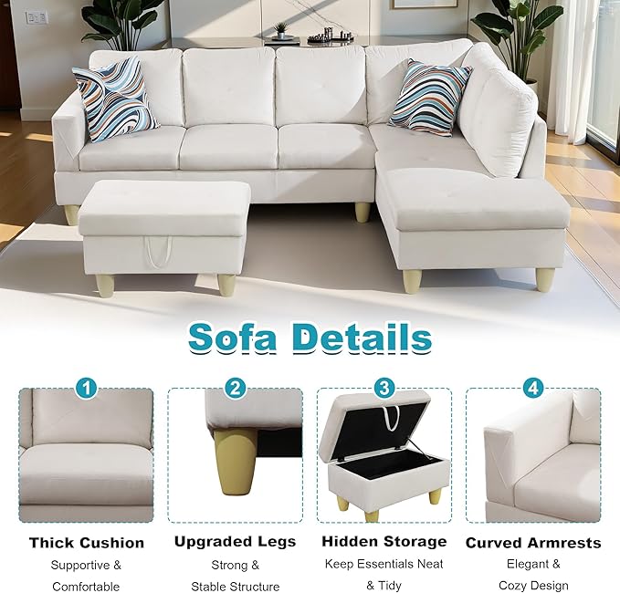 97" Oversized Sectional Couch, L Shaped Couch - Image 4