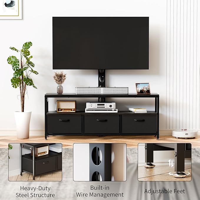 JUSTOGO TV Stand with Mount and Power Outlet, TV Stand Mount with Storage - Image 7