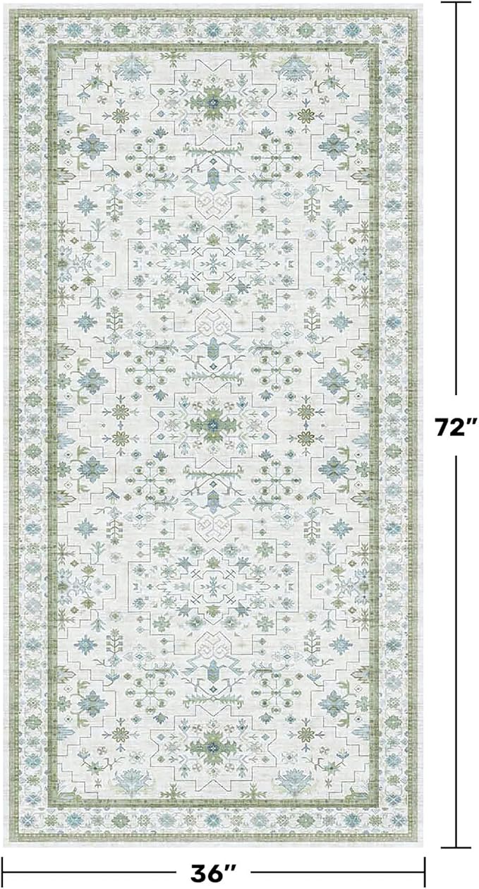 Blue and Green Washable Rugs 3x6 - Image 2