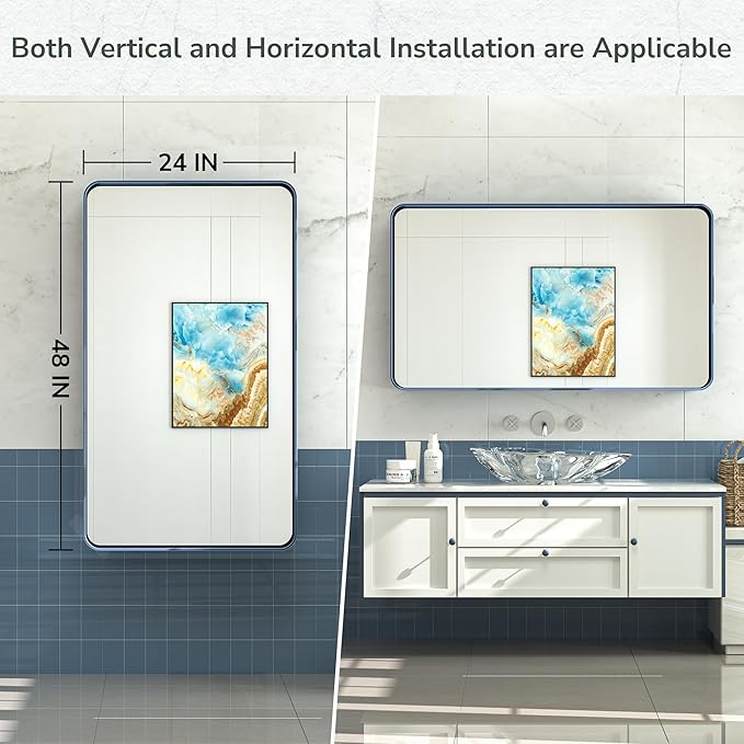 TokeShimi 48 x 24 Inch Wall Mirror Blue Bathroom Vanity Mirror - Image 8