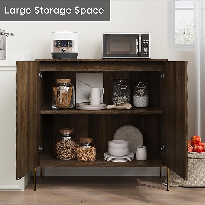 Smuxee Walnut Sideboard Cabinet, Freestanding Buffet Cabinet - Image 6