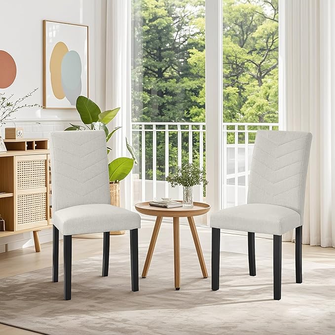 VECELO Upholstered Dining Chairs Set of 4, Fabric Wood Legs High Back - Image 7