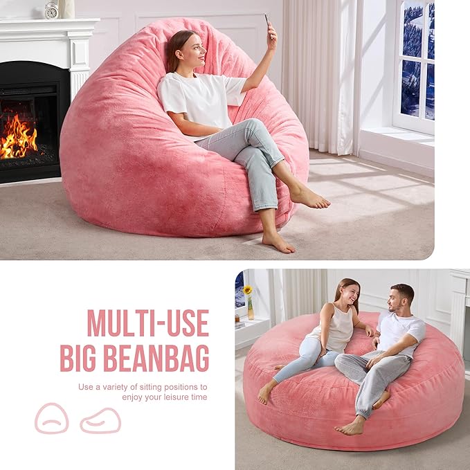 Hobestluk 6ft Bean Bag Chairs for Adults Large Beanbag Chair - Image 5