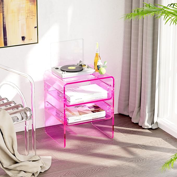 Clear Acrylic 3-Tier End Table/Nightstand – Sleek Bedside Storage - Image 4
