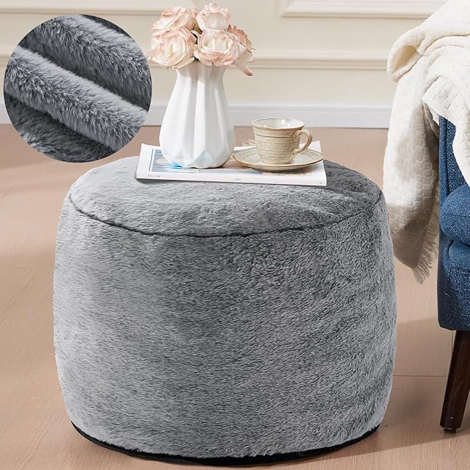 Round Ottoman Foot Rest for Couch 20"x15" Foot Stool Ottoman Pouf by Unknown