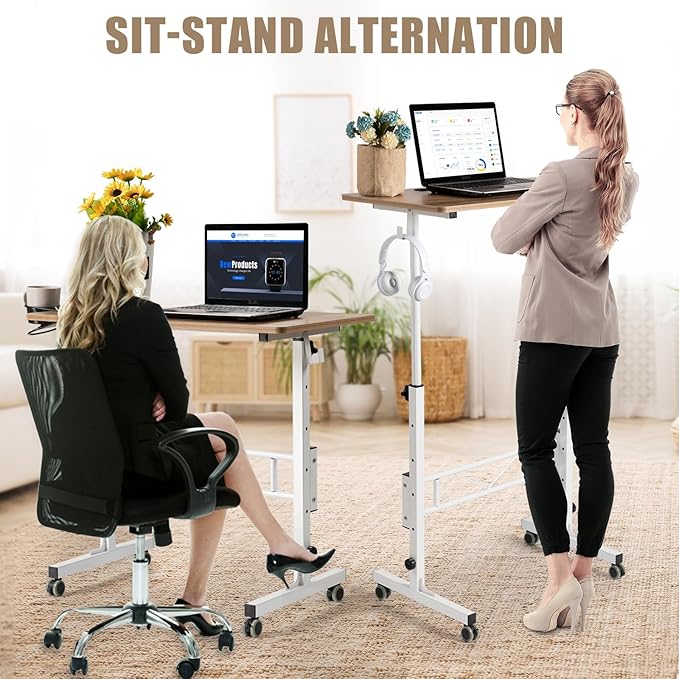 SIDUCAL Small Standing Desk Adjustable Height, Small Mobile Stand Up Desk - Image 4