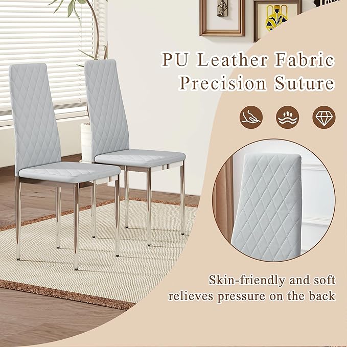 JT Modern Minimalist Dining Chair Fireproof Leather Sprayed Metal Pipe Diamond - Image 6