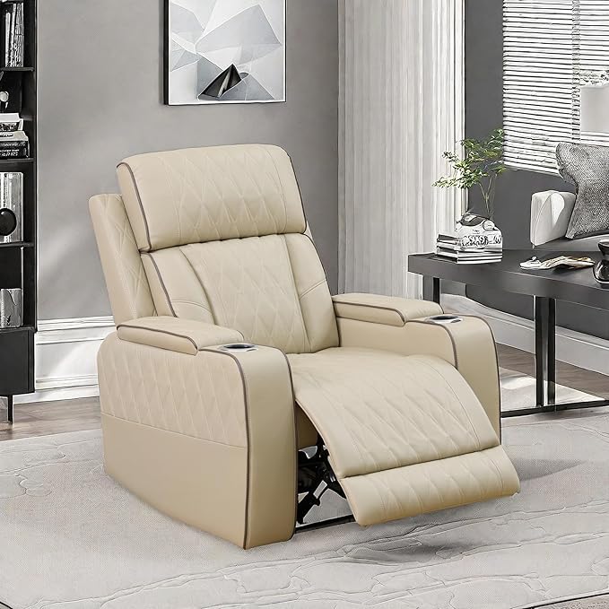 Recliner Chair, Leather Recliner Home Theater Seating, Electric Reclining Chair - Image 4