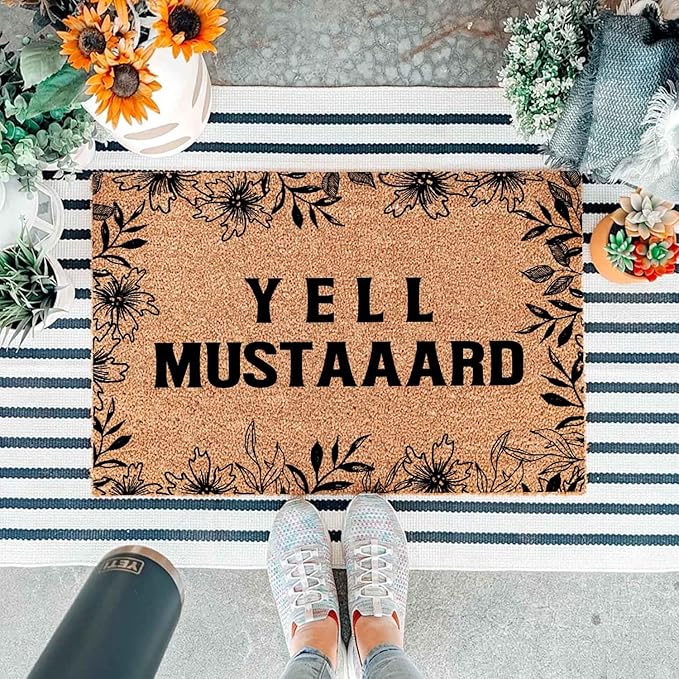 Funny Coir Doormat with Music Lover Yell Mustard - Image 5