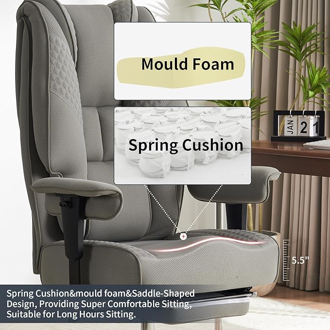 Big and Tall Office Chair 400lbs Wide Seat, Leather High Back Executive Office - Image 4