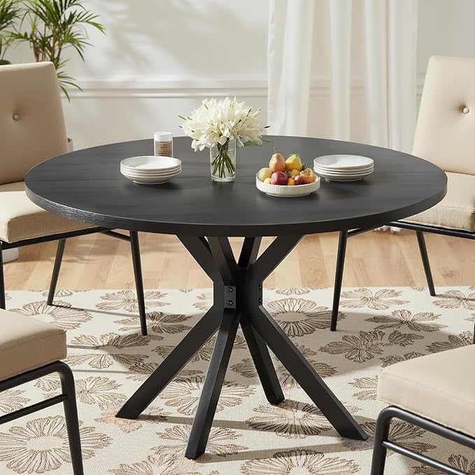 47 Inch Round Dining Table for 4, Modern Round Dinner Table Small Mid Century - Image 5