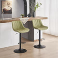 YOUNIKE Bar Stools Set of 2 for Kitchen Island, Grass Green Faux Leather Padded by YOUNIKE