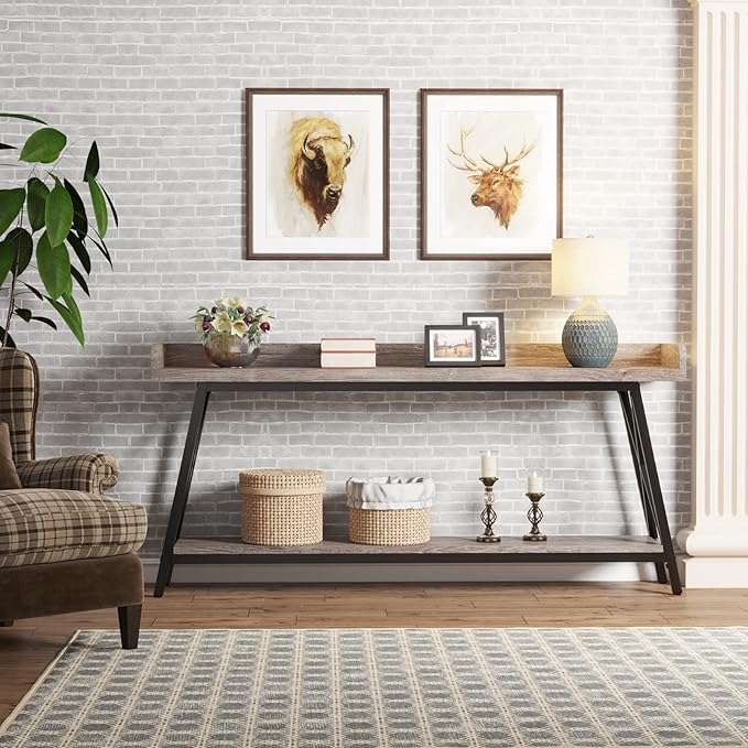 Tribesigns 70.9 inch Extra Long Console Table Behind Couch, Rustic Industrial - Image 4