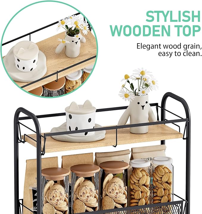 KINGRACK Metal Slim Rolling Cart, 4-Tier Metal Utility Cart, Storage Cart - Image 2