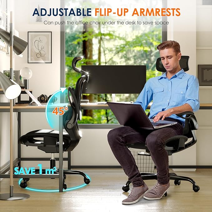 GABRYLLY Ergonomic Mesh Office Chair, Adjustable Home Desk Chair - Image 4