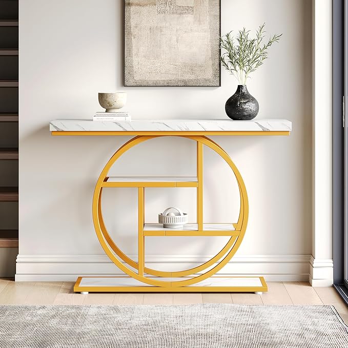 LITTLE TREE Console Table, 4-Tier Entryway Table Behind Couch Table, 41.3-Inch - Image 3