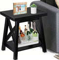 Black End Table, 2-Tier End Tables Living Room, Wood Side Table, Modern Side by FANTERSI