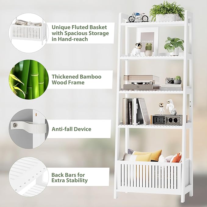 Bamjoy Bamboo White Bookshelf - Image 6