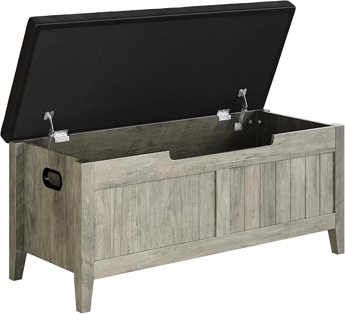 GAOMON Storage Bench with Padded Seat, 39.4” Wooden Chest Storage Box with 2 by GAOMON