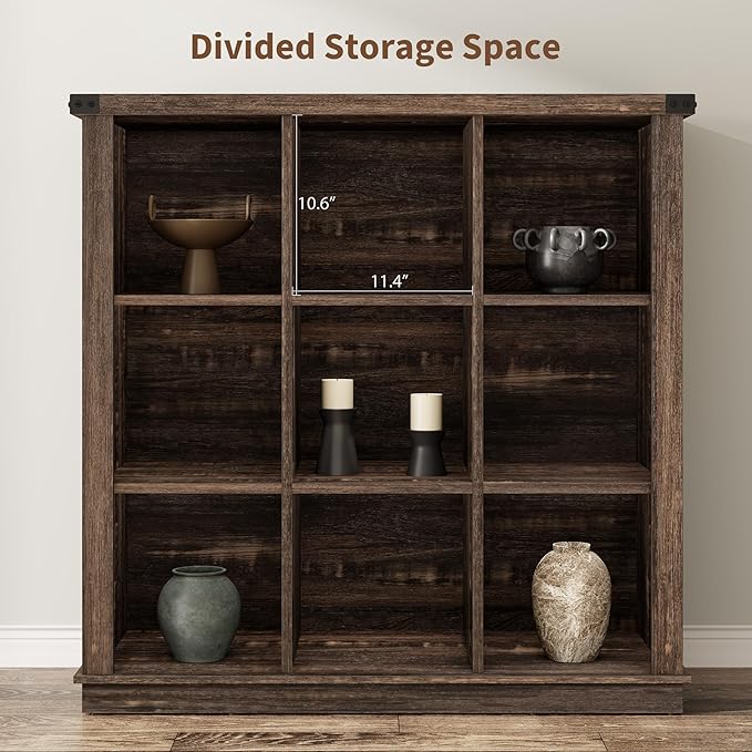GarveeHome 9 Cube Storage Organizer Bookshelf, 4 Tier Farmhouse Horizontal - Image 5