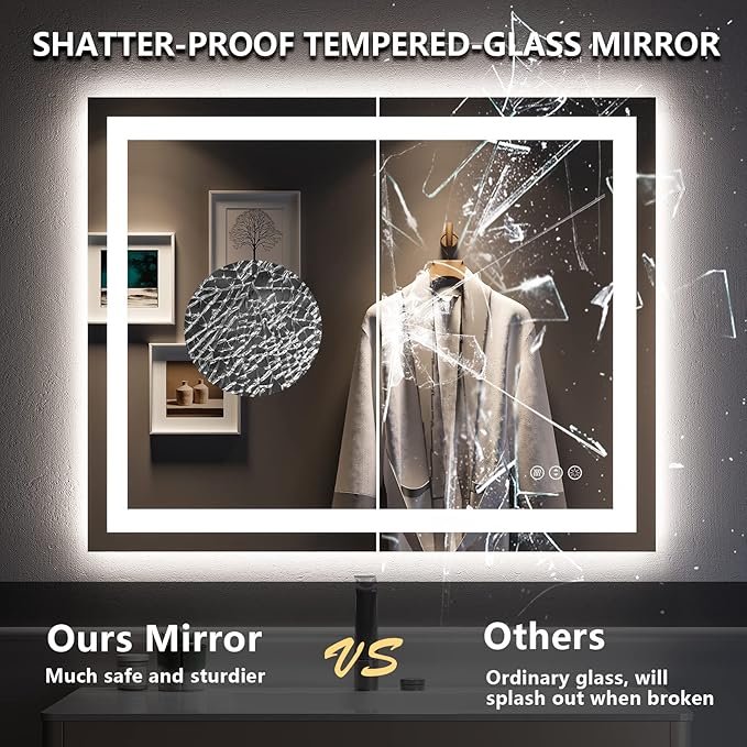 40x32 Inch LED Bathroom Mirror - Image 6