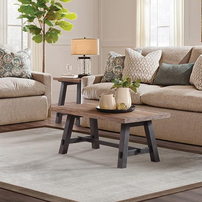 Alaterre Furniture Adam 42-Inch Solid Wood Rustic Coffee Table - Image 2