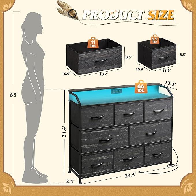 WLIVE Led Dresser for Bedroom, TV Stand for Bedroom - Image 4