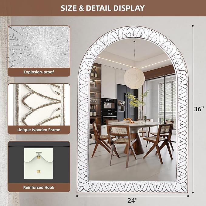 36x24 Inch Arched Wall Mirror - Image 2