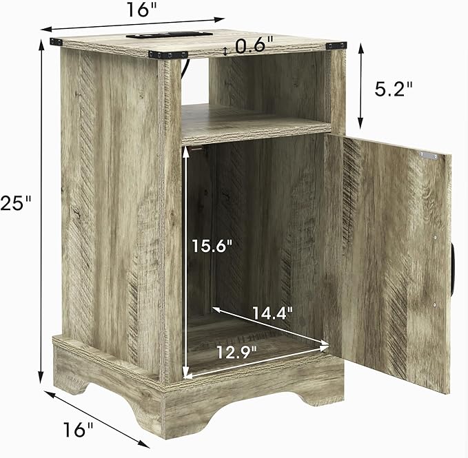 RoyalCraft Nightstand Set of 2, Tall Farmhouse Bedside Table - Image 2