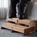 32" Wooden Two Step Stool for Adult & Kid, Deeper & Safer Bedside Steps by unununu
