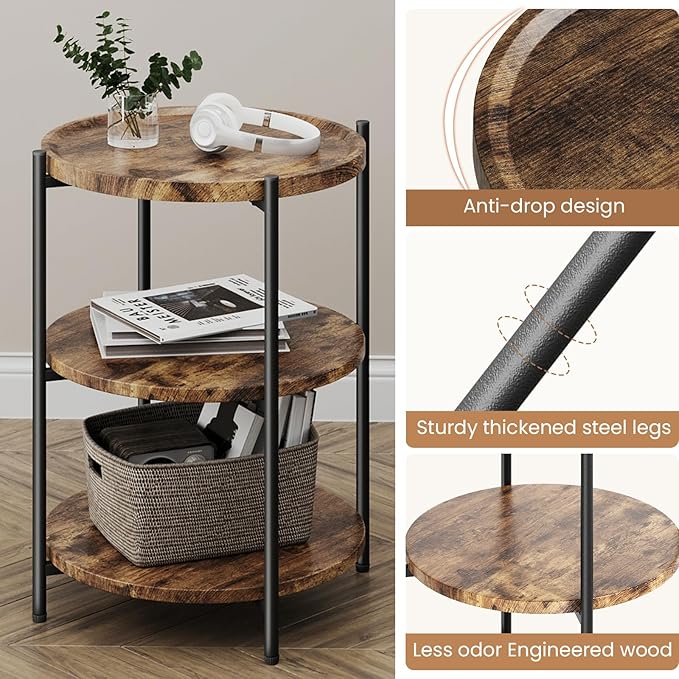 Side Tables Living Room, 3-Tier Modern End Table - Image 4