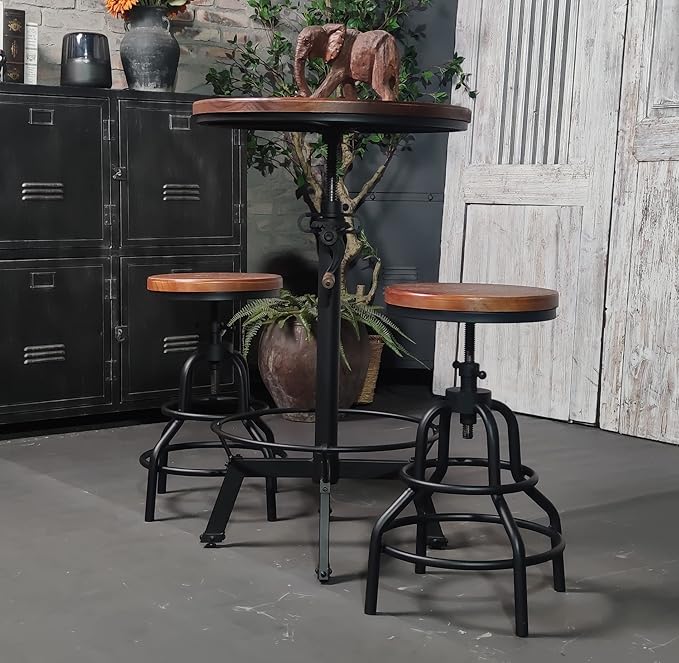 LOKKHAN 33.5-39.4 Inch Tall Industrial Bar Table-Adjustable Bar Height Bistro - Image 6