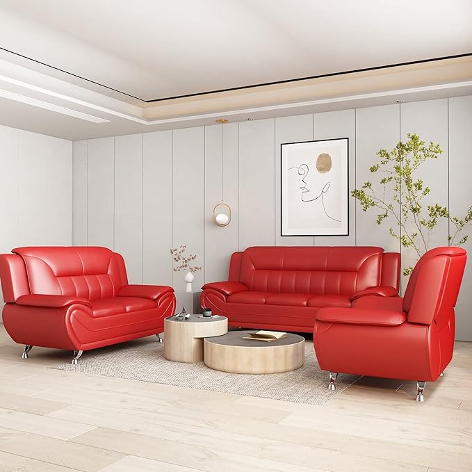 Container Furniture Direct Michael Modern Faux Leather Upholstered Stainless - Image 2
