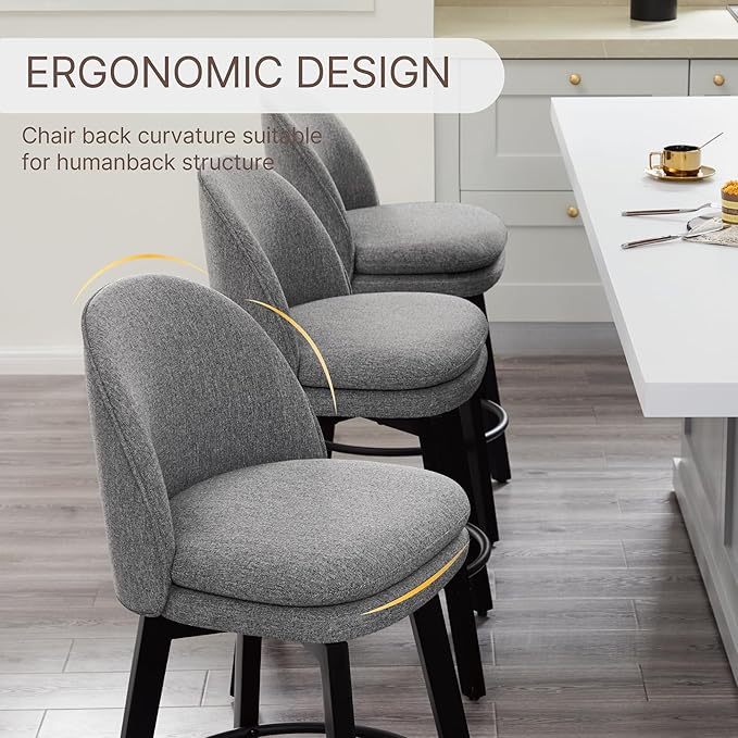 Counter Height Barstools 26 inch Upholstered Swivel Bar Stools - Image 7