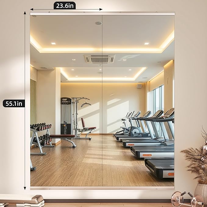 Hasipu Home Gym Mirror, 55.1" x 23.6" x 2 PCS Frameless Wall Mounted Mirrors - Image 2