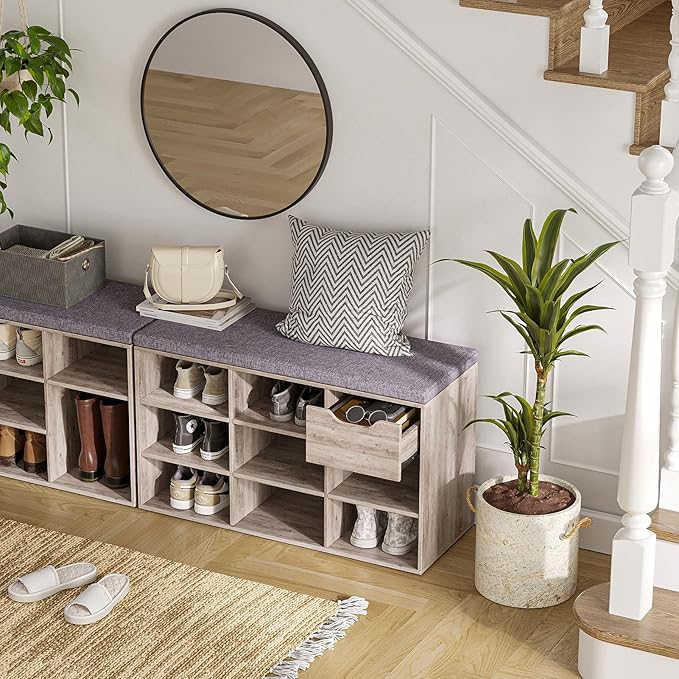 DINZI LVJ Shoe Bench, Entryway Storage Bench - Image 6