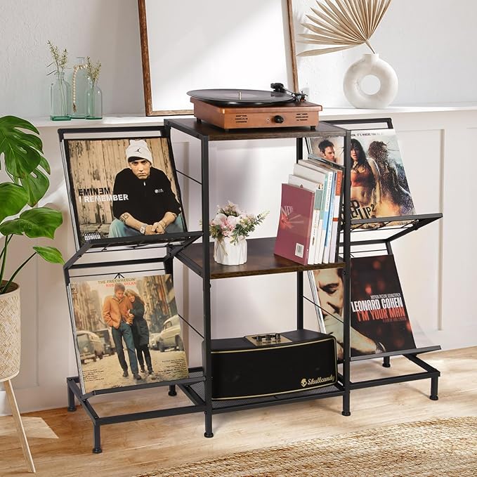 Record Player Stand with Vinyl Record Storage, Turntable Stand with 4-Tier - Image 2