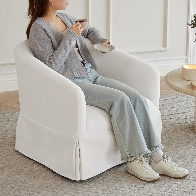 Swivel Accent Chair Set of 2, 360 Degree Performance Fabric Armchair Modern - Image 3
