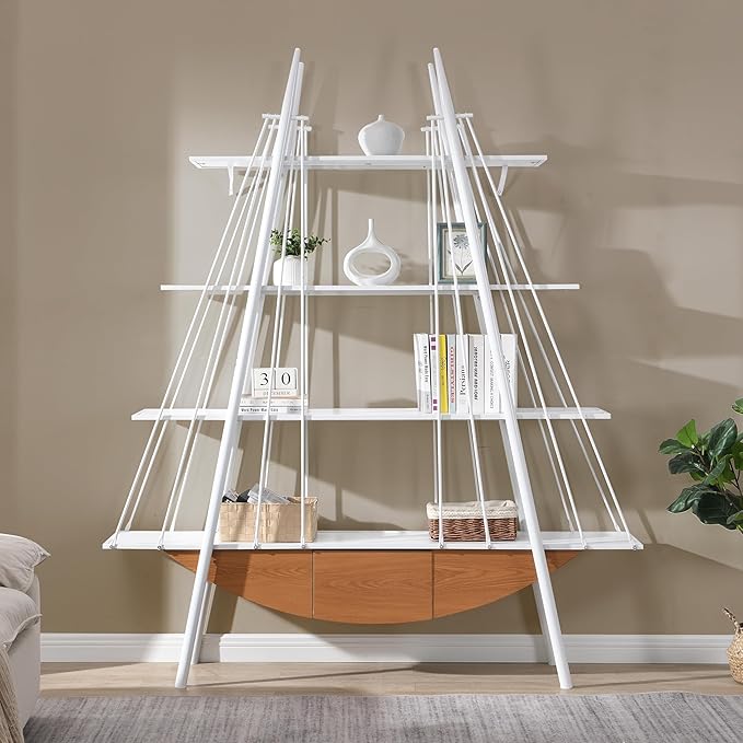 4 Tier Modern Boat-Shaped Bookshelf - Image 4