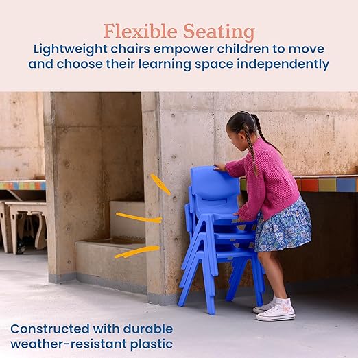 ECR4Kids 14in Plastic School Stack Chair, Classroom Furniture - Image 6