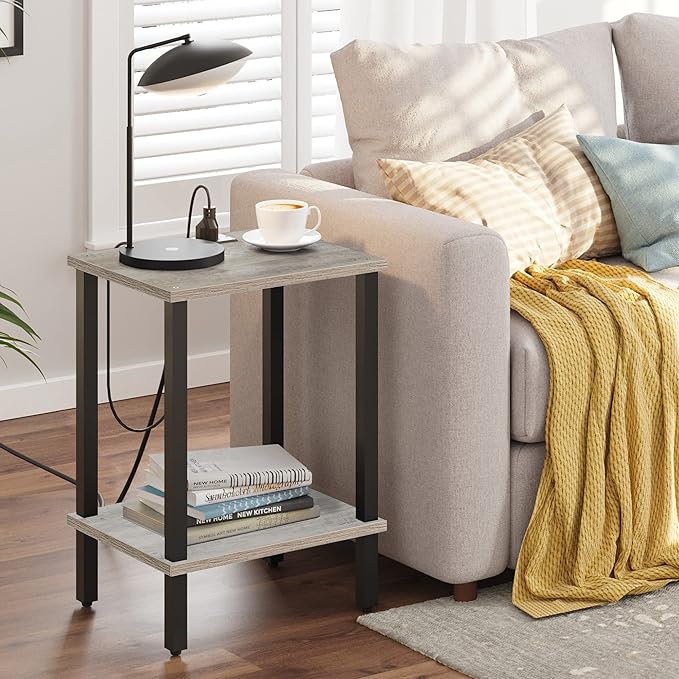TUTOTAK End Table with Charging Station, Small Side Table with Outlets - Image 7