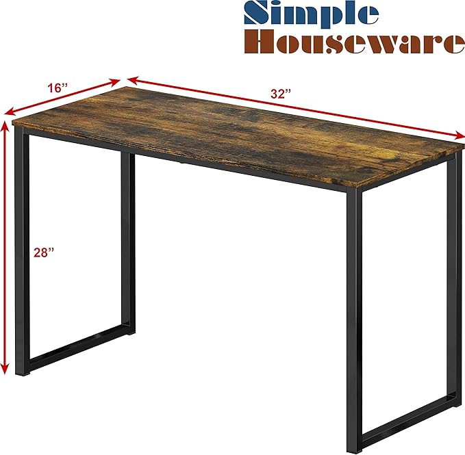 SHW Mission 32-Inch Home Office Computer Desk, Rustic Brown - Image 3