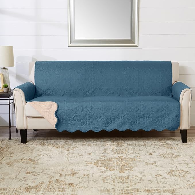Great Bay Home Medallion Stitched Solid Furniture Protector Stain Resistant by GreatBayHome